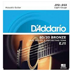 D'Addario EJ11 80/20 Bronze 12-53 Light 6 Acoustic Guitar Strings