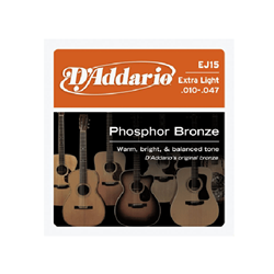 D'Addario EJ15 Phosphor Bronze 10-47 Extra Light 6 Acoustic Guitar Strings