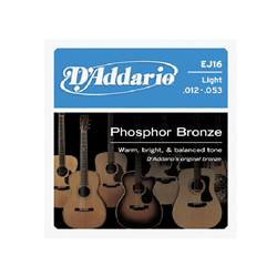 D'Addario EJ16 Phosphor Bronze 12-53 Light 6 Acousic Guitar Strings