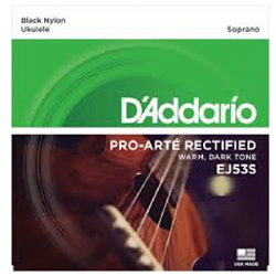 D'Addario EJ53S Soprano Uke Ukulele Black Nylon - Strings