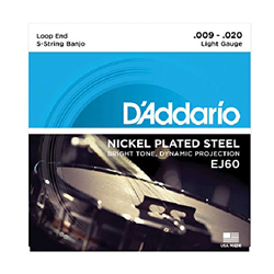 D'Addario EJ60 Set 5 String Banjo Light .009-.020