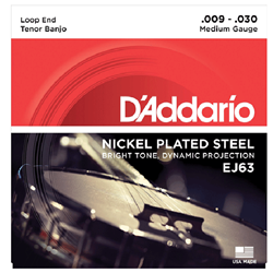 D'Addario EJ63 Set Tenor Banjo Medium 9-30  (4 String)