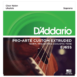 D'Addario EJ65S Clear Nylon Soprano Ukulele Strings