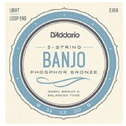 D'Addario EJ69 Ligh Loop End Banjo Phosphor Bronze 5-String Set