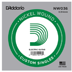 D'Addario NW036 Nickel Wound Electric Guitar Single String .036