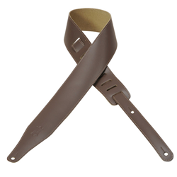 Levys M12-BRN 2" chrome-tan leather guitar strap. Adjustable from 36" to 52". Also available in extra long (XL), w