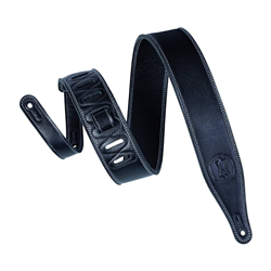 Levys M17SS-BLK 2 1/2" triple-ply super-soft garment leather guitar strap with contrasting double stitching. Adjusta