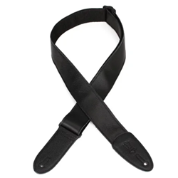 Levys M7GP-BLK 2" garment leather guitar strap with easy-slide polypropylene backing and tri-glide adjustment. Adju
