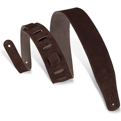 Levys MS26-BRN 2 1/2" suede guitar strap with suede backing. Adjustable from 38" to 51". Also available in extra lo