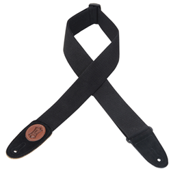 Levys MSSC8-BLK 2" Signature Series cotton guitar strap with suede ends and tri-glide adjustment. Adjustable to 65".