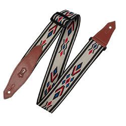 Levys MSSN80-MLT 2" polypropylene/jacquard weave guitar strap with leather ends and tri-glide adjustment. Adjustable