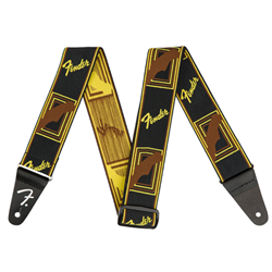 Fender 0990686006 2" Weighless Monogrammed Strap - Black/yellow/black