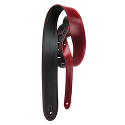 Perris BM2DS-6557 2" Deluxe Leather Reversable Guitar Strap - Black W/ Cherry Red