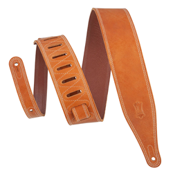Levys M17BDS-TAN 2.5'' Butter Double Stitch Leather Guitar Strap - Tan
