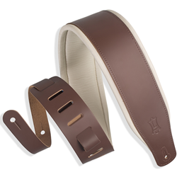 Levys M26PD-BRN-CR 3” Top Grain Leather Guitar Strap - Brown and Cream