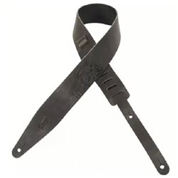Levys MV317SCD-BLK 2 1/2" Veg-Tan Leather Guitar Strap W/bear Em