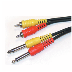 Apex A203PR Dual Rca To 1/4"m Cable - 3'
