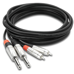 Hosa HPR-003X2 Pro Stereo Interconnect Cable, Dual 1/4 in TS to RCA, 3 Foot