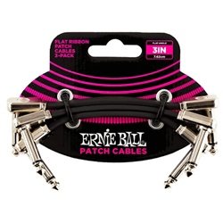 Ernie Ball 6220EB 3" Flat Ribbon Patch Cables 3 Pack - Black
