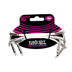 Ernie Ball 6384EB White - Flat Ribbon Instrument Cable - 3" (3pk)
