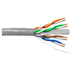 Provo 9924104L6-GY CAT6 UTP Cable 23-4pr SOL BC UNSH 550MHz CMP ETL FT6 RoHS – Grey JKT