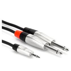 Hosa HMP-010Y 3.5mm TRS To Dual 1/4" TS Stereo Y Cable - 10 ft