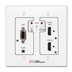 Hall Research UHBX-SW3 Hdbaset Auto-Switch Wall Plate, Hdmi, Mhl, Vga, 3.5mm With Receiver