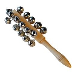Granite Percussion GP-SLEIGHBELL21 21 Chrome Jingle Sleighbells on a Wooden Handle