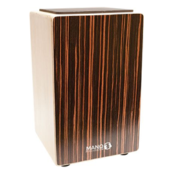 Mano Percussion MP-CAJ100-ES Cajon - Ebony Stripes Finish w/ Removable Snare Block And Bag