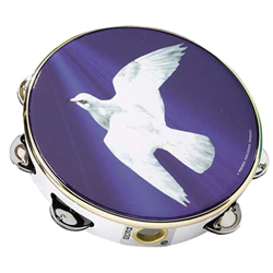 Remo TA-9108-18 8'' Praise Tambourine Single Row - Religious Dove Deisgn