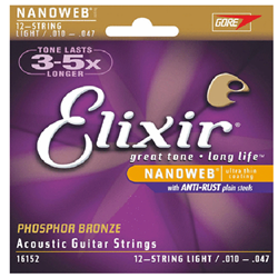 Elixir 16152 Nanoweb Phosphor Bronze 12 String Light 10-47
