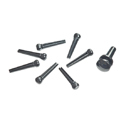 D'Addario PWPS10 7 Plastic Bridge Pin, 1 End Pin, Bk, Ivory Dot
