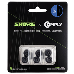 Shure EACYF1-6L Replacement IEM Comply (100 Series) Black Foam Sleeves - Large