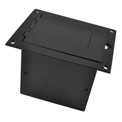 FSR FL-1200 Raised Access Floor Box, Single Gang, Hinged Lid, Black