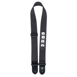 Perris NWSHN-7114 2"  Nylon Guitar Strap with 4 Pick Pocket - Black