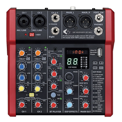 Groove Factory GRF MDSP400FX/BT Professional 4 Channel Audio Mixer with Bluetooth and Usb