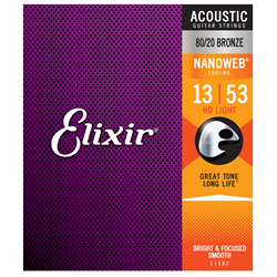 11182 Elixir Strings 80/20 Bronze Acoustic Strings 13-53