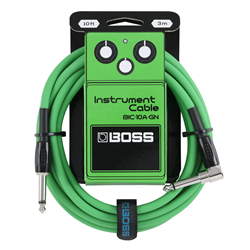 Boss BIC-10A-GN Straight to Right Angle Instrument Cable 10ft - Green
