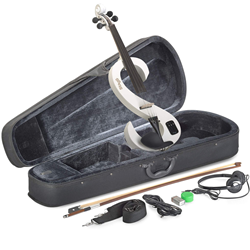 Stagg Music EVN 4-4 WH 4/4 Electric Violin Set - White with Softshell Case and Headphones