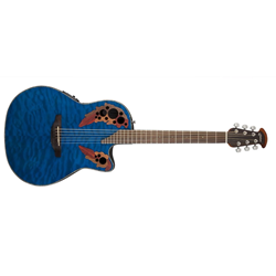 Ovation CE44P-8TQ Celebrity Elite Plus Hollow Body Acoustic-Electric - Blue TRansparent Quilt