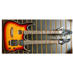 Bandstand A12-E6T-SB Double Neck 12 String Acoustic With 6 String Electric Floyd Sunburst