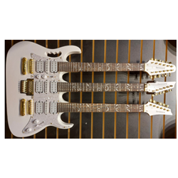 Bandstand TNE-JEMWHT Triple Neck 12/6/6 String Electric Guitar Pearl White