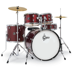 Gretsch RGE625RS Renegade Series 5-Piece Complete Drum Set with Hardware and Cymbals - Ruby Sparkle
