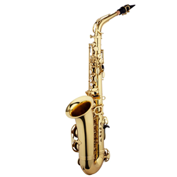 Jupiter  Eb Alto Saxophone JAS510A with Brass Neck, Plastic Pad Resonator - Gold-Lacquered Body and Keys