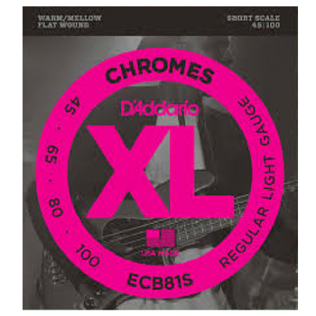 D'Addario ECB81S 45-100 Set Chrome Bass Flat Wound Strings Short Scale