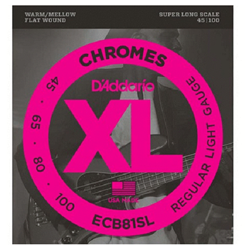 D'Addario ECB81SL 45-100 Flatwound Bass Strings Chromes Super Long Scale Set