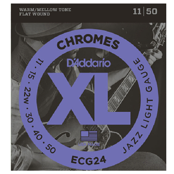 D'Addario ECG24 Chromes 11-50 Flat Wound 6 Electric Guitar Strings