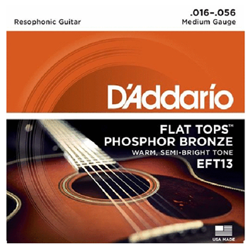 D'Addario EFT13 Flat Tops 16-56 Medium 6 Resophonic Guitar Strings