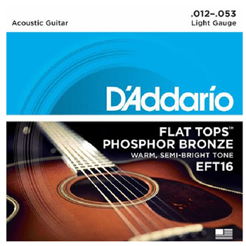 D'Addario EFT16 Flat Tops 12-53 Light 6 Acousic Guitar Strings