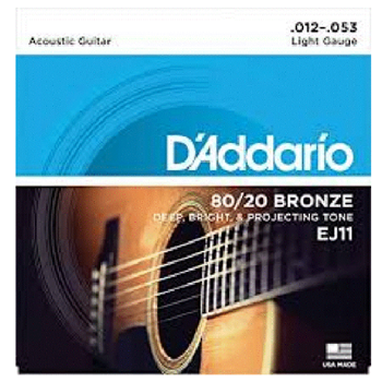 D'Addario EJ11 80/20 Bronze 12-53 Light 6 Acousic Guitar Strings